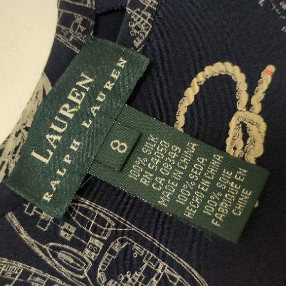 Lauren Ralph Lauren Silk Navy Nautical Sheath Dress Size 8 - Picture 7 of 7